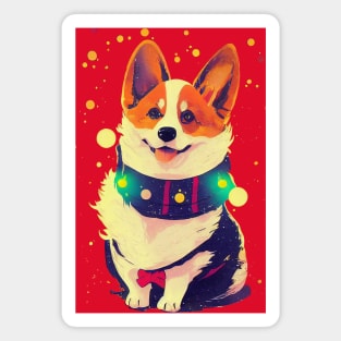 Christmas corgi portrait Magnet